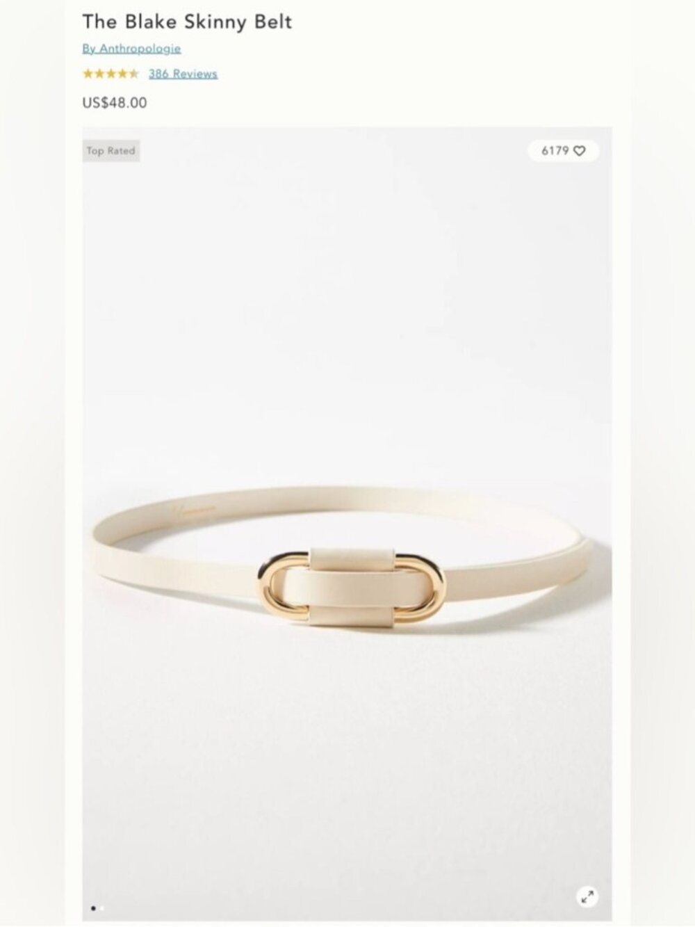 NWT Size XS - Anthropologie The Blake Skinny Belt End to End 36" (NWT US$ 48)